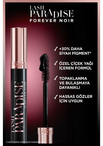 Lash Paradise Forever Noir Maskara + 2'li L'oréal Paris Khol Paradıse Blac Cosnat Mini Liner Hediyeli Set fırsatları