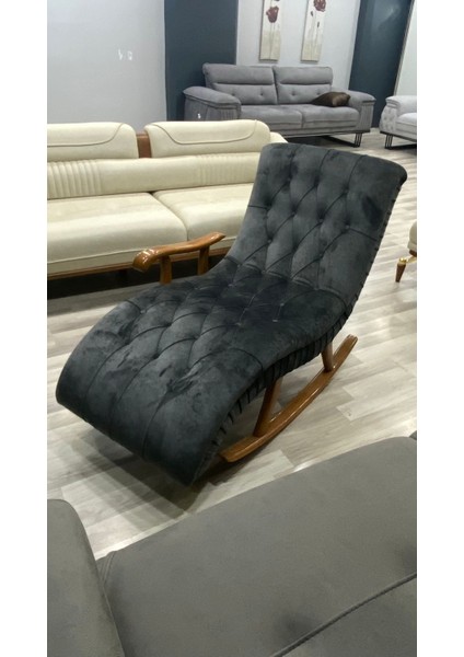 Most Woodarm Pro Sırt Mekanizmalı %100 Ağaç Sallanır Koltuk Antrasit Kadife Kumaş (Evinize Teslim)