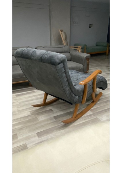 Most Woodarm Pro Sırt Mekanizmalı %100 Ağaç Sallanır Koltuk Antrasit Kadife Kumaş (Evinize Teslim) modelleri