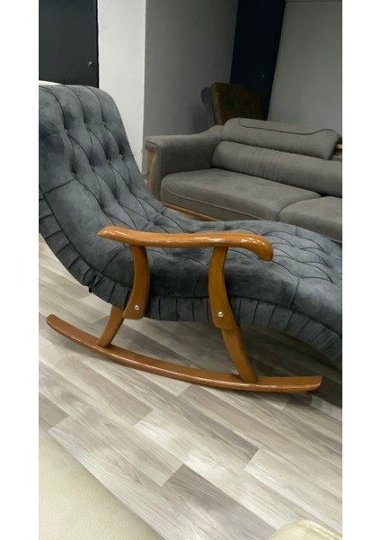 Most Woodarm Pro Sırt Mekanizmalı %100 Ağaç Sallanır Koltuk Antrasit Kadife Kumaş (Evinize Teslim) indirimleri