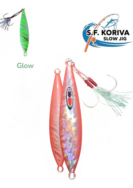 Koriva Slow Jig 60GR - Glow - Akya Sinarit Lahos Trança Antenli Mercan Gibi Balık Avları Için Jig