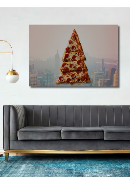 New York Pizza Rüyası Dekoratif Ahşap Ev/işyeri/ofis Kare Tablo