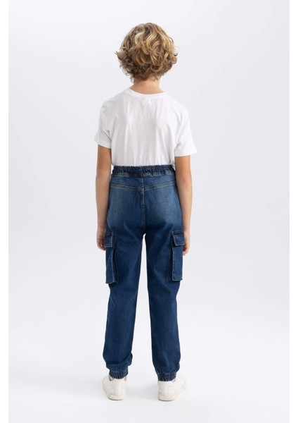 Erkek Çocuk Kargo Cepli Jogger Lastikli Paça Jean Pantolon B5447A824SP
