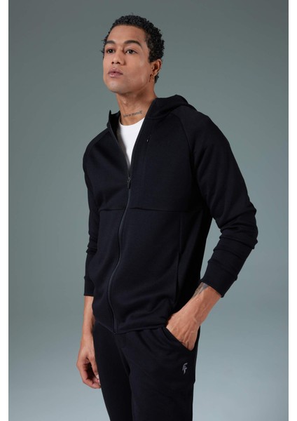 Fit Slim Fit Dar Kesim Kapüşonlu Skuba Dalgıç Kumaş Fermuarlı Sporcu Sweatshirt A6956AX24SP