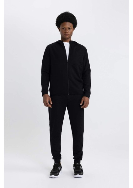 Fit Slim Fit Dar Kesim Kapüşonlu Skuba Dalgıç Kumaş Fermuarlı Sporcu Sweatshirt A6956AX24SP