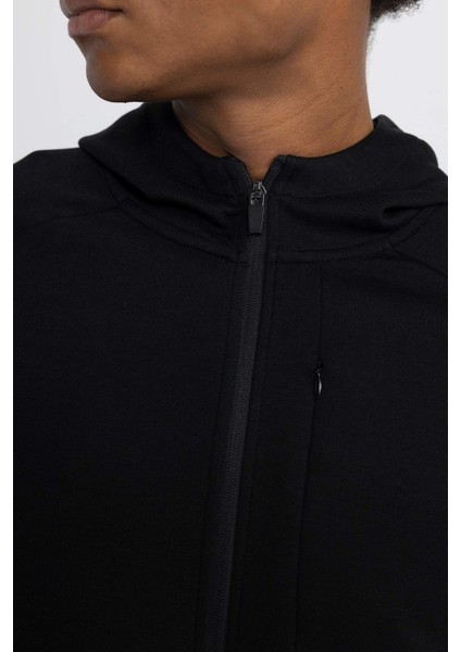 Fit Slim Fit Dar Kesim Kapüşonlu Skuba Dalgıç Kumaş Fermuarlı Sporcu Sweatshirt A6956AX24SP