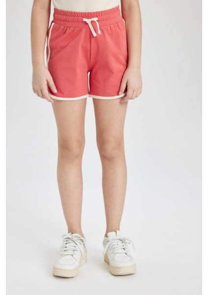 Kız Çocuk Beli Lastikli Basic Düz Şort