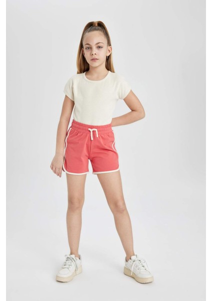 Kız Çocuk Beli Lastikli Basic Düz Şort