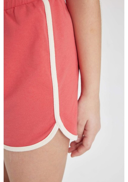 Kız Çocuk Beli Lastikli Basic Düz Şort