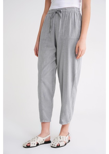 4436 Kadın Keten Çımalı Şalvar Pantolon Gri fırsatları