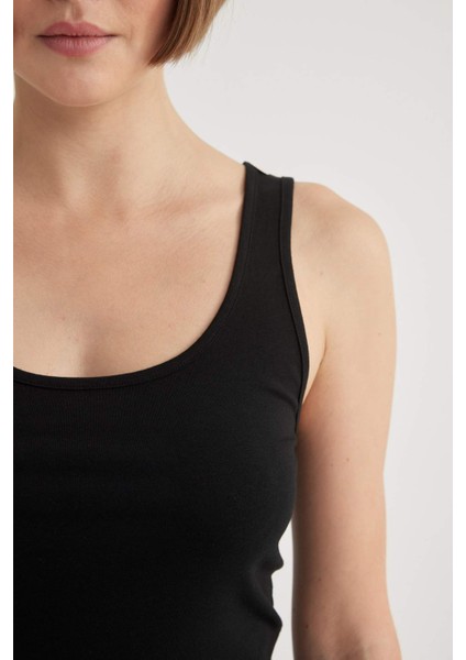 Regular Fit Pamuklu Basic Düz Siyah İç Atlet-Fall in Love R9041AZ24SP