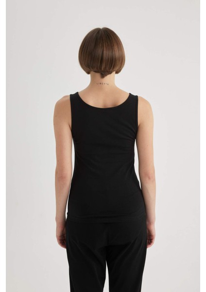 Regular Fit Pamuklu Basic Düz Siyah İç Atlet-Fall in Love R9041AZ24SP