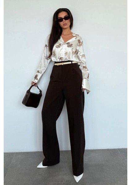 Kahverengi Yüksek Bel Kadın Palazzo Pantolon MG2506 fiyatları