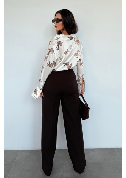 Kahverengi Yüksek Bel Kadın Palazzo Pantolon MG2506 fırsatları