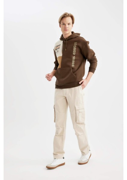 %100 Pamuk Gabardin Pantolon Wide Leg Bol Rahat Kesim Kargo Cepli Düz Paça