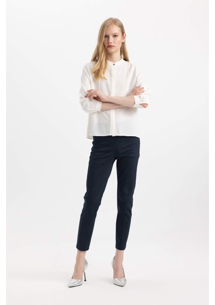 Sigaret Saten Kumaş Pantolon Basic Düz Normal Bel Beli Lastikli Düz Paça J8741AZ24SM