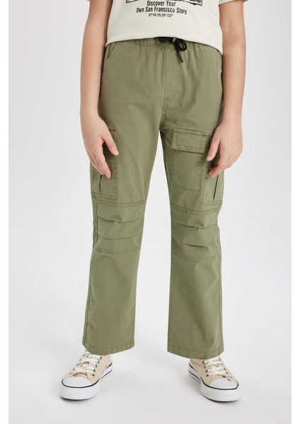 Erkek Çocuk Kargo Cepli Düz Paça Gabardin Pantolon B5924A824SP