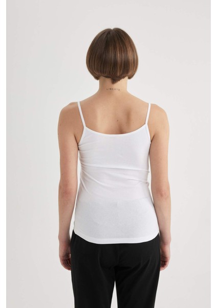 Pamuklu İnce Askılı Beyaz İç Atlet-Fall in Love M6858AZ24SP