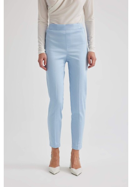 Sigaret Saten Kumaş Pantolon Normal Bel Basic Düz Beli Lastikli Düz Paça J8743AZ24SM