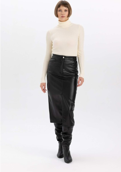 Fitted Balıkçı Yaka Basic Düz Triko Kazak B2092AX23WN