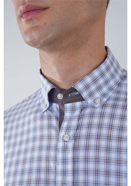 Kısa Kol Paşa Yaka Tek Cep Pamuk Kahve Erkek Gömlek GMCZG250101_D11 modelleri