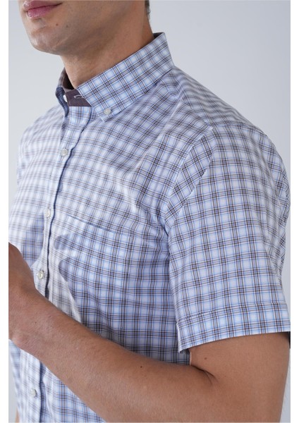 Kısa Kol Paşa Yaka Tek Cep Pamuk Kahve Erkek Gömlek GMCZG250101_D11 fırsatları