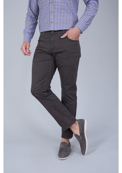 Kahve Gabardin Pamuklu 5 Cepli Spor Pantolon PNS24K24004_D11