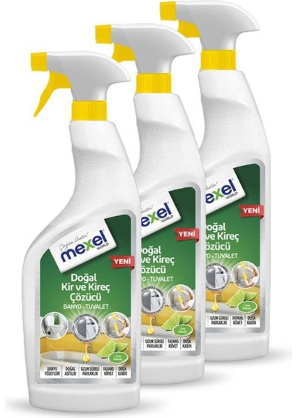 Doğal Banyo Tuvalet Kir ve Kireç Çözücü Lime Kokulu 750 ml (3 Adet)