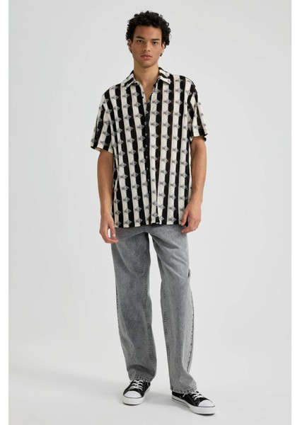 Regular Fit Desenli Kısa Kollu Gömlek B6352AX23HS