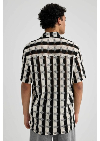 Regular Fit Desenli Kısa Kollu Gömlek B6352AX23HS