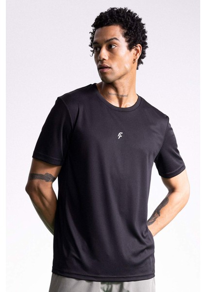 Fit Slim Fit Dar Kesim Bisiklet Yaka Baskılı Sporcu Kısa Kollu Tişört