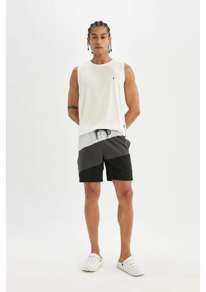 Fit Regular Fit Baskılı Esnek Dokulu Sporcu Kısa Boy Deniz Şortu B5997AX24HS