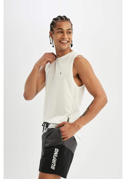 Fit Regular Fit Baskılı Esnek Dokulu Sporcu Kısa Boy Deniz Şortu B5997AX24HS