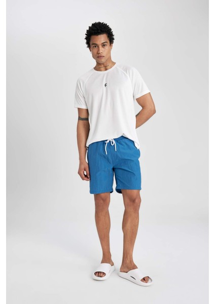 Fit Regular Fit Baskılı Kısa Boy Deniz Şortu B5991AX24HS