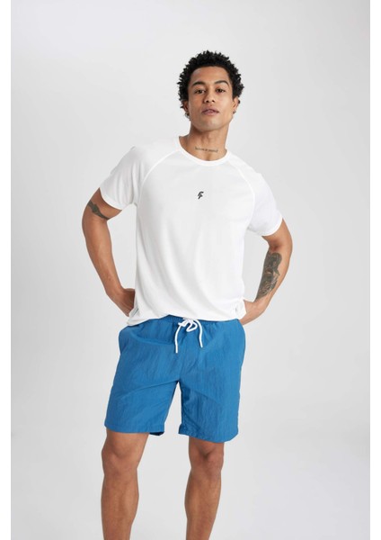 Fit Regular Fit Baskılı Kısa Boy Deniz Şortu B5991AX24HS