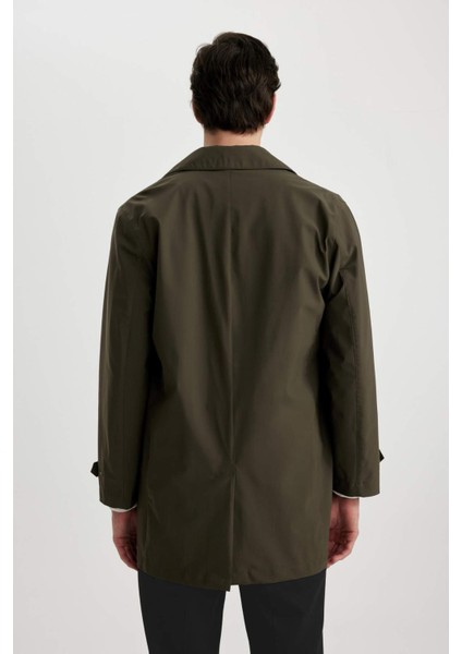 Su İtici Rüzgar Geçirmez Slim Fit Parka Mont Dar Kesim Polo Yaka Fermuarlı Cepli B6305AX24SP