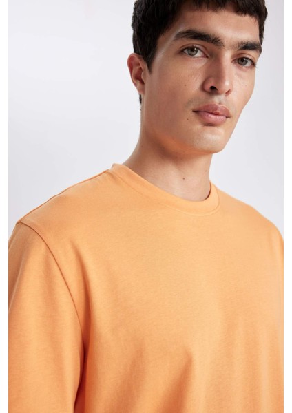 %100 Pamuk New Regular Fit Bisiklet Yaka Basic Düz Kısa Kollu Tişört V7699AZ24SP