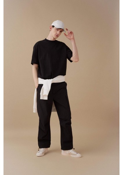 Yazlık Pantolon Relax Fit Rahat Kesim Kargo Cepli Beli Paçası Lastikli B4519AX24SP