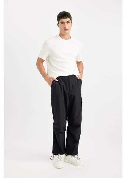 Yazlık Pantolon Relax Fit Rahat Kesim Kargo Cepli Beli Paçası Lastikli B4519AX24SP