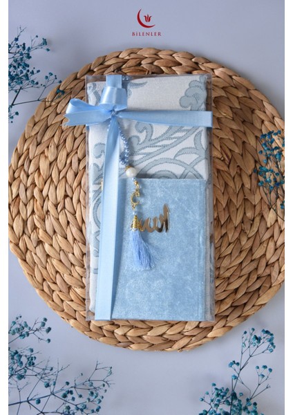 Seccade Kadife Yasin ve Inci Tesbih Hediyelik Set 1 Adet