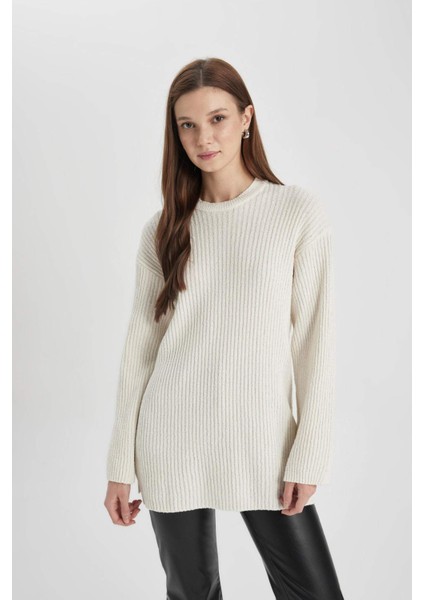 Regular Fit Bisiklet Yaka Triko Kazak Tunik