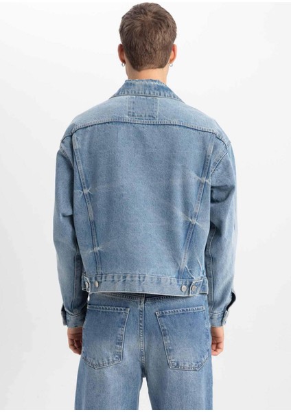 Relax Fit Düğmeli Cepli Mevsimlik Baharlık Jean Ceket B5749AX24SP