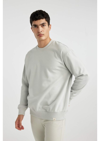 Oversize Geniş Kalıp Bisiklet Yaka Basic Düz Sweatshirt T5139AZ24SP