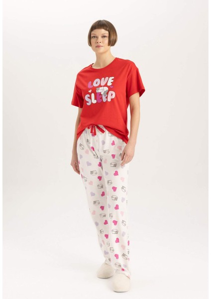 Fall in Love Regular Fit Baskılı Kısa Kollu Pijama Takımı B6207AX24SP