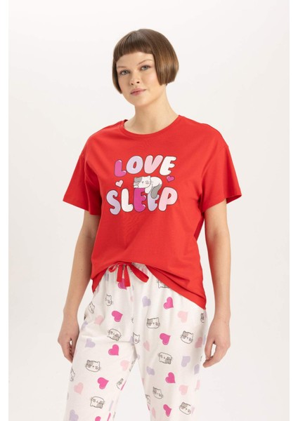 Fall in Love Regular Fit Baskılı Kısa Kollu Pijama Takımı B6207AX24SP