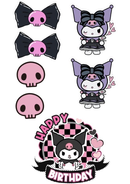 Yenilebilir Şekerli Kağıt Baskısı Cupcake ve Pasta Resim Baskı Kuromi Temalı 56