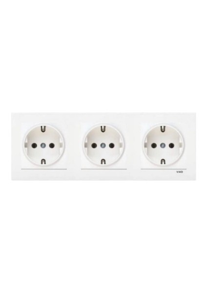 Karre Beyaz 3'lü Set Topraklı+Topraklı+Topraklı Priz (Çerçeve Dahil)