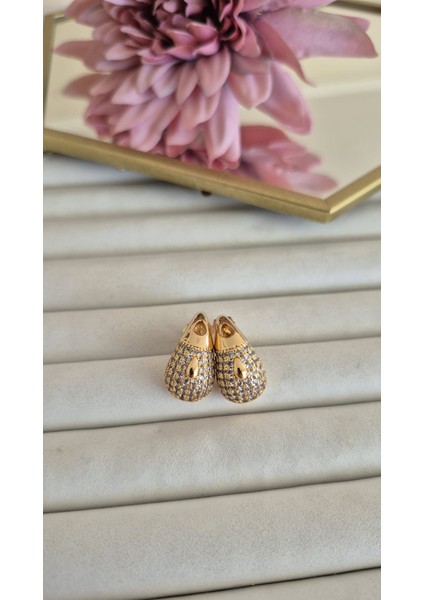 Vip Taşlı Damla Detaylı Bubble Küpe