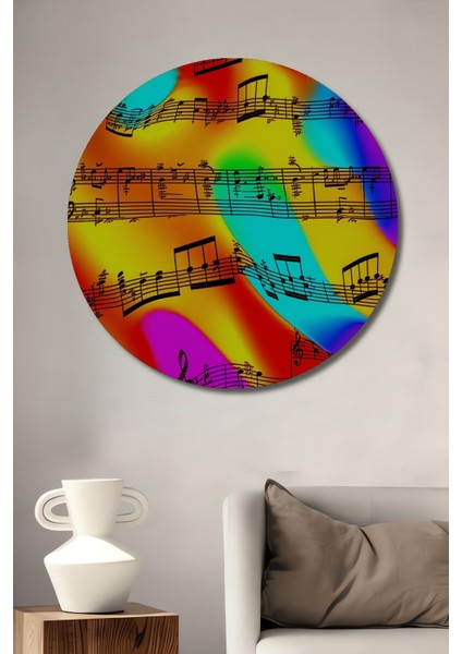 Canlı Renkli Müzik Notaları Dekoratif Ahşap Ev/işyeri/ofis Yuvarlak Tablo