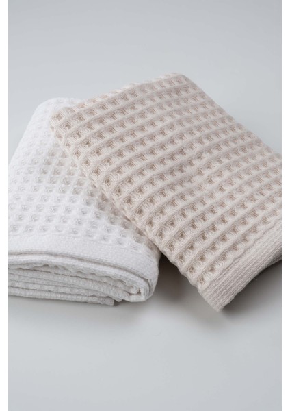 Aqua Line Waffle Yüz Havlusu Seti Krem-Beyaz 50X90 fiyatları
